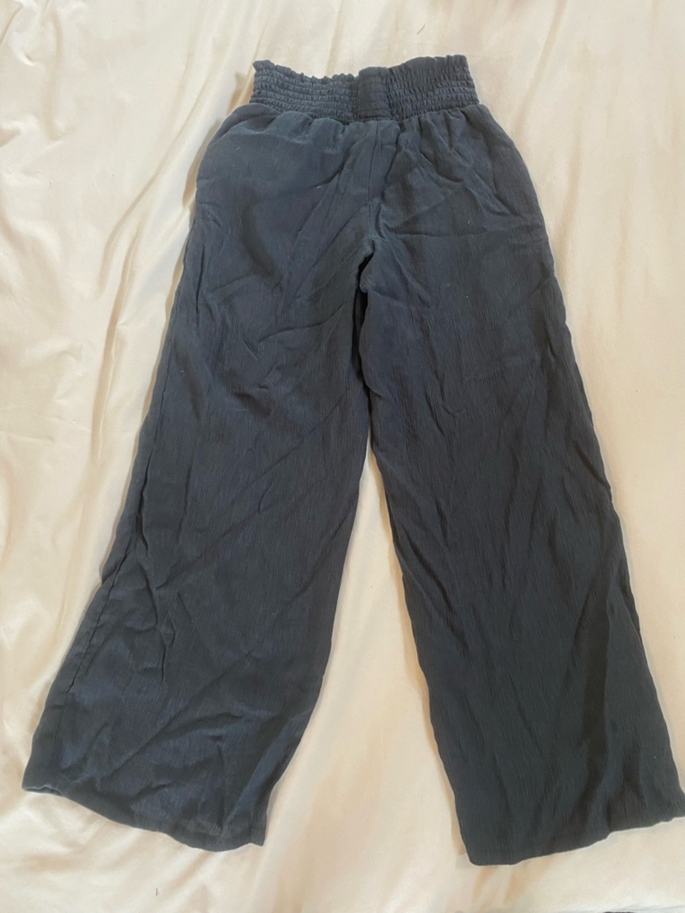H&M Black Wide Leg Smocked Waist Trousers